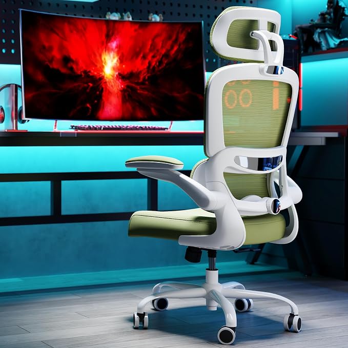 TRALT Office Chair Ergonomic Desk Chair, 330 LBS Home Mesh Office Desk Chairs with Wheels, Comfortable Gaming Chairs (Green)