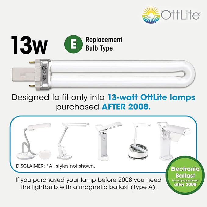 OttLite 13W Slimline Desk Lamp - Home, Office, Bedroom, or Reading (Black)