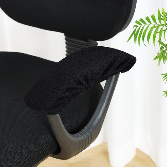 Smiry Stretch Jacquard Office Computer Chair Armrest Covers, 2PCs Removable Washable Anti-dust Desk Chair Arm Pad Covers, Black