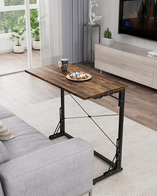 Vantic 31.5" Folding Desk, Foldable TV Tray Table for Eating on Couch, Extra Large TV Dinner Trays, Portable Fold Computer Writing Desk Table for Home Office, Rustic Brown