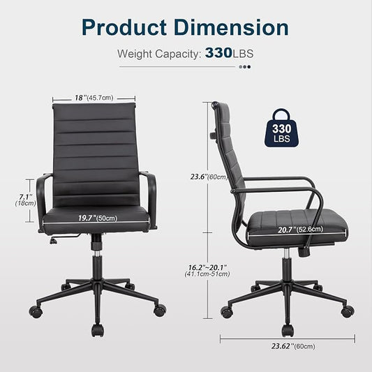 Okeysen Office Desk Chair Conference Room Chairs Modern Ergonomic Executive Swivel Chair Adjustable Height PU Leather Home Desk Chairs with Armrests Comfy Computer Task Chairs with Wheels (Black)