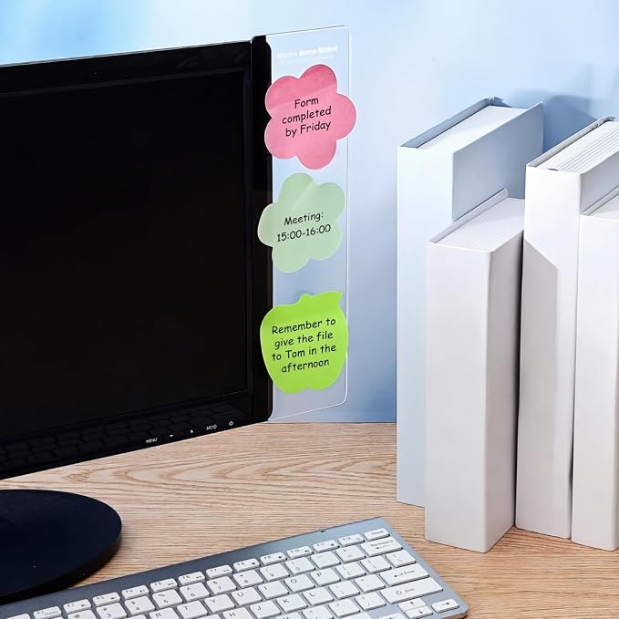 Zonon 4 Pieces Monitor Memo Board, Memo Boards for Computers Transparent Acrylic Monitor Side Panel Office Desk Accessories Desktop Computer Sticky Note Holder for Office Home Work Desk