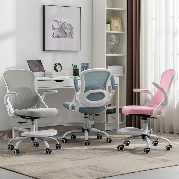 Kids Desk Chair,Ergonomic Study Chair with Adjustable Height,Swivel Mesh Desk Chair with Wheels,Home Office Chair for Children in Home Bedroom Grey