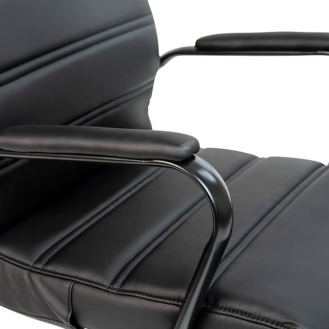 EMMA + OLIVER Faux Leather High-Back Swivel Home Office Desk Chair with Wheels, Padded Seat, and Armrests, Adjustable Height Multipurpose Office Chair, Black