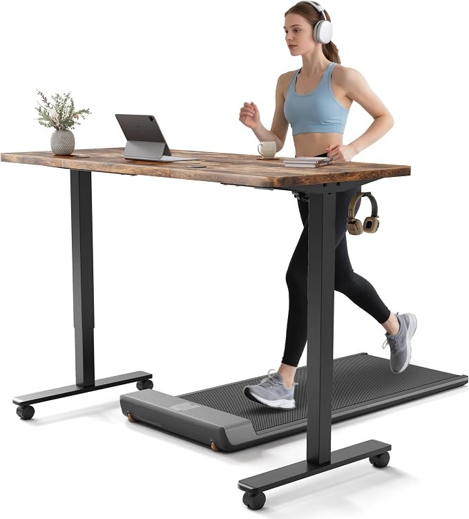 Monomi Electric Standing Desk 48x24 Inches, Height Adjustable Sit Stand Up Desk with Memory Preset, Anti-Collision Ergonomic Computer Desk for Home Office, Vintage Brown