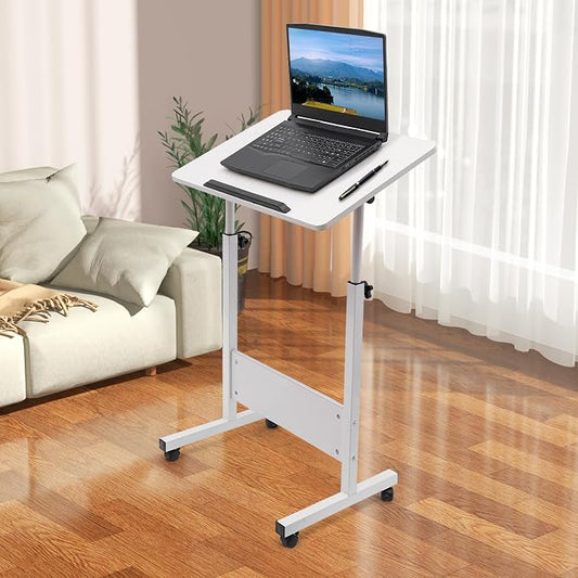 Small Mobile Standing Desk, 24" L×16" W Mobile Office Table, Rolling Laptop Table with 180° Flip, 30.5-43.11in Adjustable Height Desk for Small Spaces Home Offices