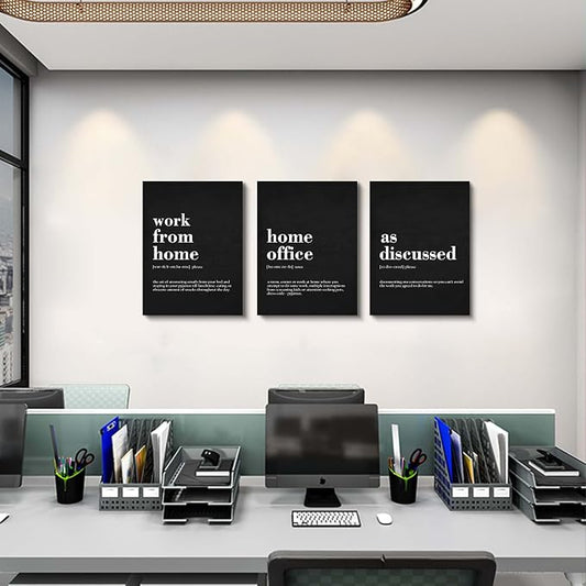 Framed Office Decor Canvas Wall Art - Positive Quote, Motivational Artwork Set of 3 Prints, 12x16inchx3pcs