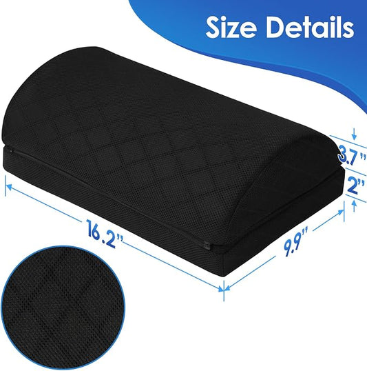 CushZone Foot Rest for Under Desk at Work Adjustable Foam for Office and Home, Office Desk Accessories,Comfortable Footrest with 2 Adjustable Heights,Back & Hip Pain Relief (Black)