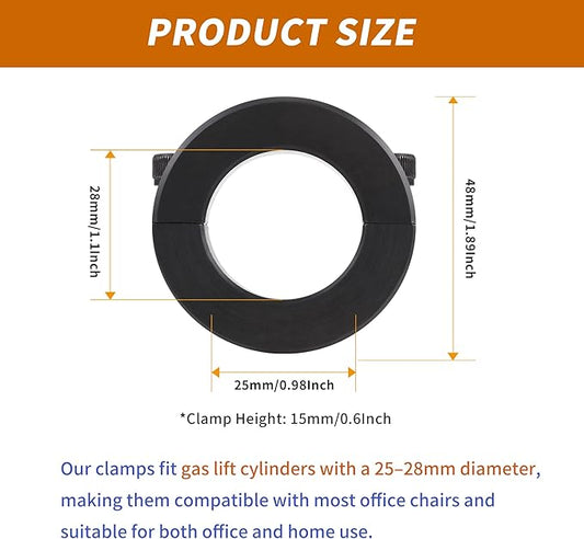 Office Chair Cylinder Clamp Fix Kit – Heavy Duty Steel Bracket to Stop Chair Sinking, Adjust Height Without Gas Lift Replacement, Office Chair Saver Kit, No Tools Required