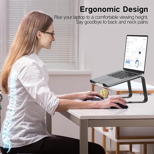 Tonmom Laptop Stand for Desk, Aluminum Laptop Riser Holder, Removable Metal Notebook Stand Ventilated Cooling Computer Riser Compatible with 10-15.6” Laptops