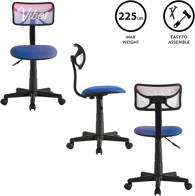 Urban Lifestyle Swivel Desk Chair, Vibes, Stylish and Compact Office Chair with Mesh Back, Swivel Function, Adjustable Height, and Cushioned Seat