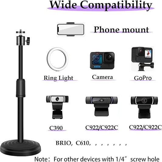 Webcam Stand, 18 Inch Web Cam Stand for Desk, Adjustable Webcam Mount Camera Stand for Logitech Webcam C922 C930e C920S C920 C615 C960 C920x BRIO 4K NexiGo N60, Phones, Cameras