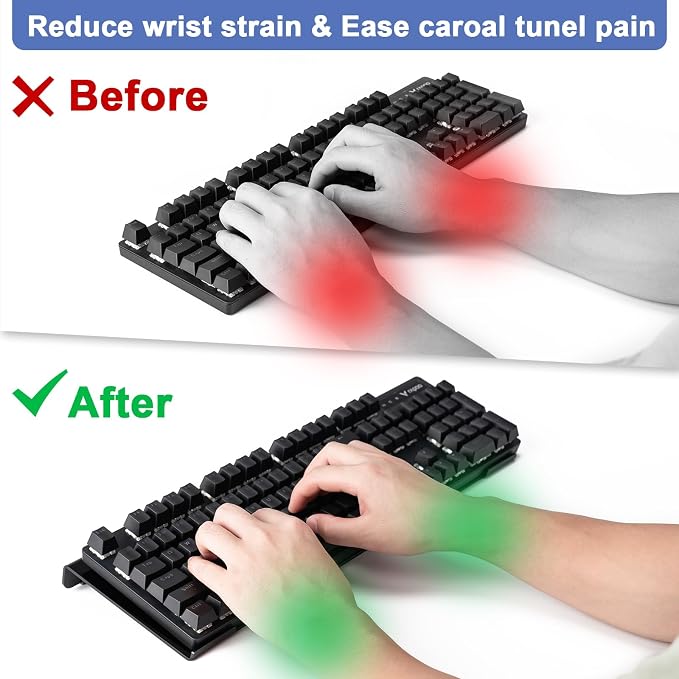 BOOMIBOO Black Acrylic Tilted Computer Keyboard Holder for Ergonomic Typing, Keyboard Stand with Silicone Anti-Slip Strip, 17 x 5.7 Inch Keyboard Tray for Office Desk, Home, School | Keyboard Stand with Silicone Anti-Slip Strip, 17 x 5.7 Inch Keyboard ...