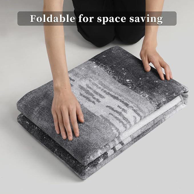 Ciicool Modern Abstract Grey Black Rug for Living Room, 6'x9' Machine Washable Area Rug Non-Slip Rug, Low-Pile Contemporary Indoor Dining Floor Carpet for Bedroom Office Under Table Home Decor
