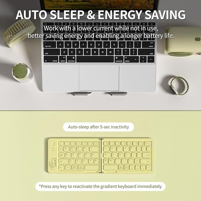 Foldable Bluetooth Keyboard with UV Printing Technology Rechargeable Keyboards,Compact Wireless Travel Keyboards for iPad, Smartphone, Tablet and Laptop - Z1 Coffee