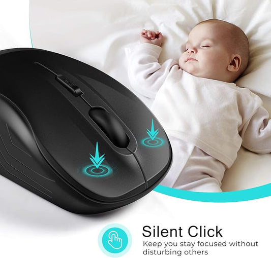 LeadsaiL Wireless Mouse Silent 2.4G USB Computer Compact Optical Cordless Mini Quiet Mice, Noiseless, 4 Buttons, 3 Adjustable DPI Mobile for PC/Laptop/Windows/Mac/Linux