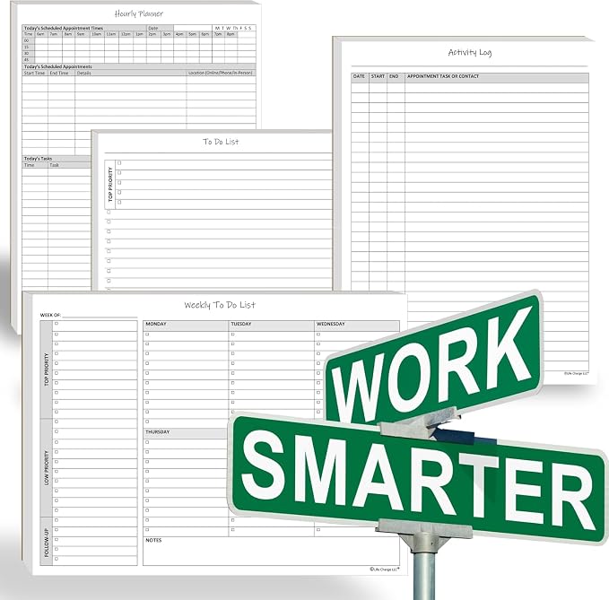 Life Charge To Do List Notepads for Work, Daily Checklist Planner Pads with Priority & Notes, 2 Pack, 100 Pages Total, 8.5 x 5.5 Half Letter, Portrait