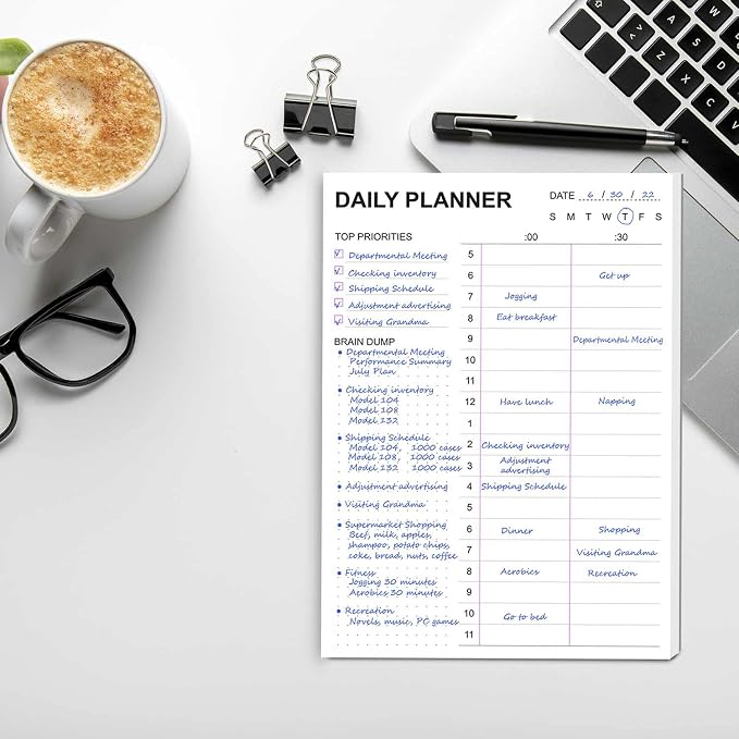 Tiankool To Do List Notepad - Daily To Do List with Priorities, Hourly Scheduler and Notes - Daily Planner Notepad for Work, Study, Appointments, 60 Tear Off Sheets Planning Pad, 7x10 Inch