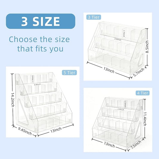 5-Tier Acrylic Marker Organizer, 150 Slots Desktop Pen Storage Rack, Vertical Art Supply Holder for Colored Pencils, Paint Brushes & Office Accessories, Clear Desk Stationery Display