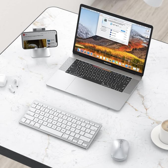 OMOTON Bluetooth Keyboard Compatible with Mac ONLY, Compact Wireless Keyboard Compatible with MacBook Pro/Air, iMac, Mac mini/Pro, Silver