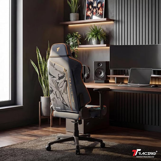 TTRACING Jujutsu Kaisen Yuji Itadori Gaming Chair with 22.6" Wide Seat | Premium faux leather & cold-cure foam, ideal for home office or streaming. Features full-tilt mechanism & 4D armrests.