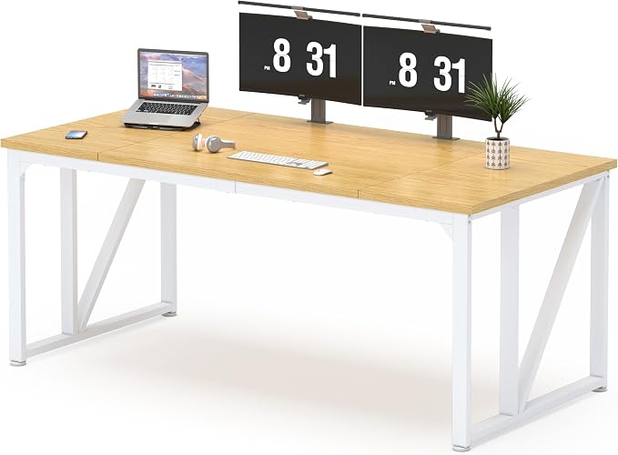 NSdirect Computer Desk 70×30.7 Inch Gaming Desk with Deeper & Thicker Desktop, Office Desk Work Desk for Home Office, Natural
