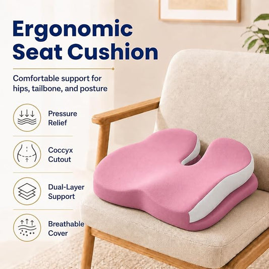 Seat Cushions for Office Chairs Wheelchair Cushion for Long Sitting Back Pain,Memory Foam Seat Car Computer Desk Chair Cushion,Coccyx Cushion for Tailbone Pain Relief Cushion Office Chair Butt Pillow