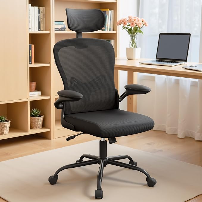 Furmax Ergonomic Office Chair Executive High Back Computer Desk Chair with 3D Headrest, Adjustable Lumbar Support Armrests for Home Office (Black)