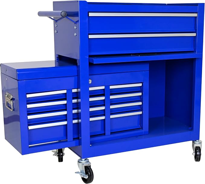 RYH 8 Drawers Rolling Tool Chest & Tool Box on Wheels | Heavy Duty Metal Cart with Ball Bearing Drawers | Fits US General Tool Box for Garage Storage (Blue, 8 Drawers /43.1" H × 24.2" W)