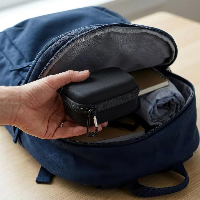Comecase 12 Slots USB Flash Drive Case, Hard Shell Organizer for Thumb Drives & Jump Drives with Carabiner, Portable USB Case with Removable Pre-cut Sponge & SD Card Mesh Pocket (Jet Black, Small)