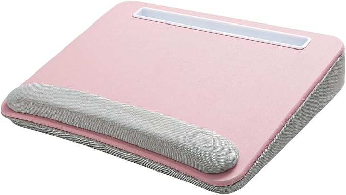 HUANUO Laptop Lap Desk - Portable Lap Desk with Pillow Cushion, Fits up to 15.6 inch Laptop, with Anti-Slip Strip & Storage Function for Home Office Students Use as Computer Laptop Stand - Pink