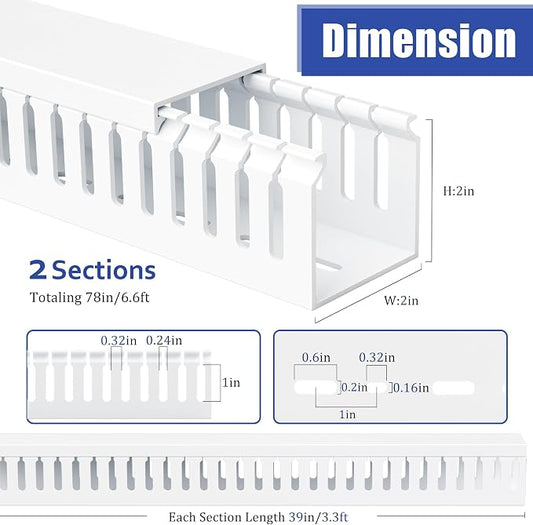 ZhiYo 2x2in Professional Server Rack Cable Management Raceway, Cable Raceway Kit, Electrically Safe PVC Open Slot Wire Cover, Cord Hider for Under Desk/Computer/Network Cords White
