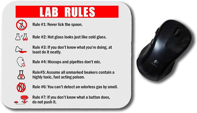 Lab Rules Funny Computer Mouse Pad Neurons Not Included