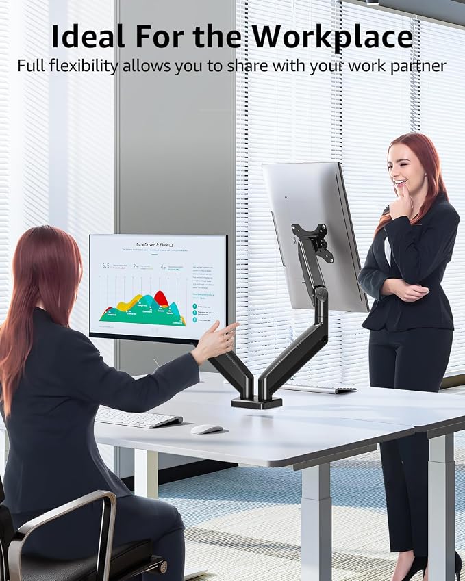 Dual Monitor Stand fits up to 32 inch, 4.4-19.8 lbs Computer Screens, Dual Monitor Desk Mount Height Adjustable, Monitor Arms for 2 Monitors, Home Office VESA Mounts, Freelift Black