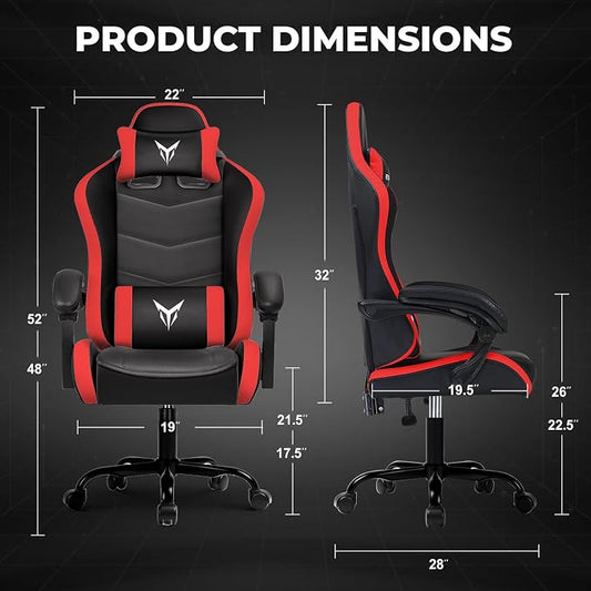 GTPLAYER Gaming Chair High Back Computer Chairs Rest for Adults, Ergonomic Height Adjustable Recliner Chair 300lbs with Linkage Armrest and Lumbar Support for Home Office, Red