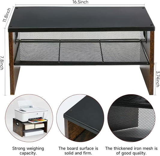 2 Tier Desktop Printer Stand,Multi-Purpose Desk Organizer for Folders,Books,for Fax Machine, Scanner,Home Office