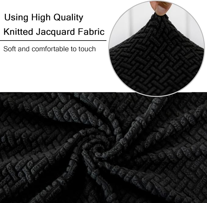 MIFXIN Office Chair Cover Stretch Elastic Slipcovers 2 Piece Jacquard Computer Chair Backrest Cover & Seat Cover Furniture Protector for Home Office, Only Covers NO Chair (Black)