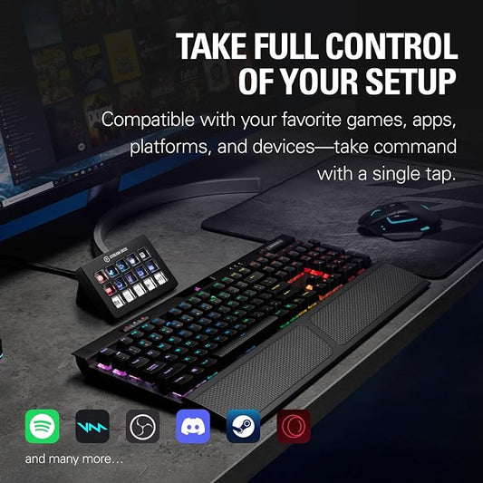 Elgato Stream Deck Scissor Keys Workflow Controller | Tactile, responsive macro keys, Monitor CPU, GPU, ping, FPS, LED-lit icons, Regular plugin updates, Windows and macOS