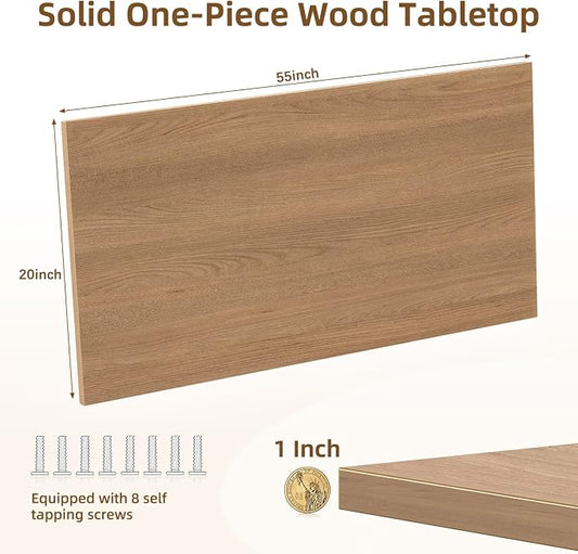 Universal Solid One-Piece Wood Table Top, 55"x20"x1" Workbench Top - Rectangular Particle Board for Standing Desk, Home Office Desk Countertop DlY, Washer Dryer, Coffee, Bar Tabletop