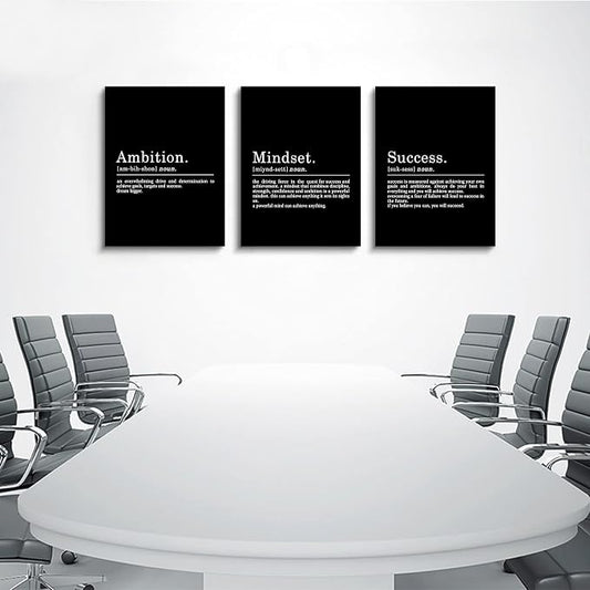 Inspirational Canvas Painting Wall Art -EPHANY ART - Mindset Quotes Prints, Motivational Wall Art Success Framed Entrepreneur Poster Positive Quotes Wall Poster for Home Office Workplace (M-3pcs,20x30inchx3pcs)