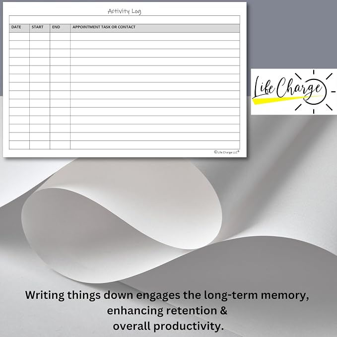 Activity Log Notepads(2 Pack, 50 Pages Each) Pad Planners to List a Task, Action or Contact. A Versatile Work Tool to Track Time & Office Productivity. 8.5 X 5.5, A5 Sheets.