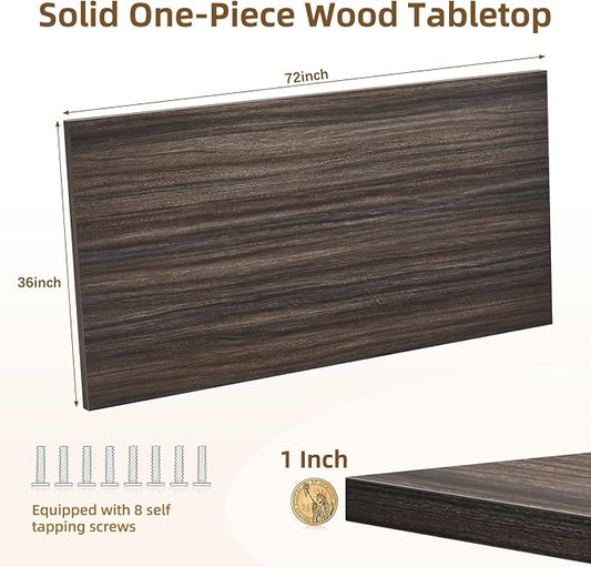 Universal Solid One-Piece Wood Table Top, 72"x36"x1" Workbench Top - Rectangular Particle Board for Standing Desk, Home Office Desk Countertop DlY, Washer Dryer, Coffee, Bar Tabletop