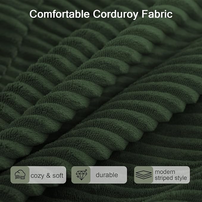 COMAX Queen Size Boneless Couch, 79" Futon Sofa Bed Couches for Living Room, 4 in 1 Convertible Sleeper Sofa Corduroy Couch Bed Foam in a Box, Foldable Cloud Couch Floor Mattress, Green