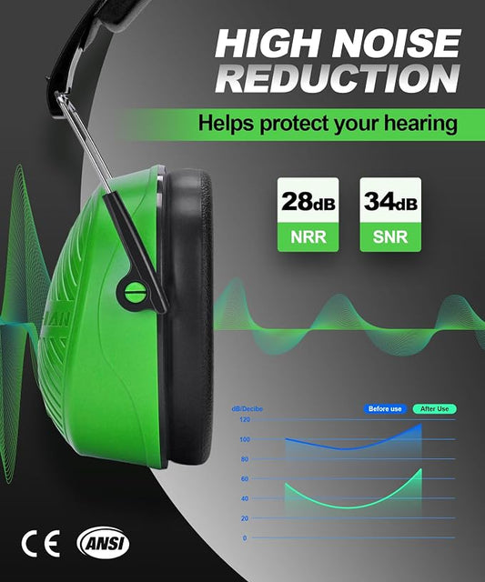 ZOHAN 019 Noise Cancelling Headphones for Adult - NRR 28dB Hearing Protection for Working, Shooting, Mowing, Autism