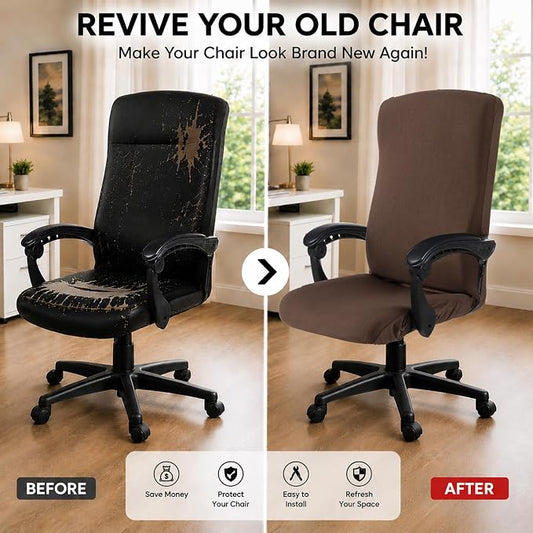 Stretch Computer Office Chair Cover with Durable Zipper - Universal Washable Removable Spandex Rotating Boss Chair Slipcovers - Anti-dust Soft Desk Chair Seat Protector for Dogs, Cats, Pets