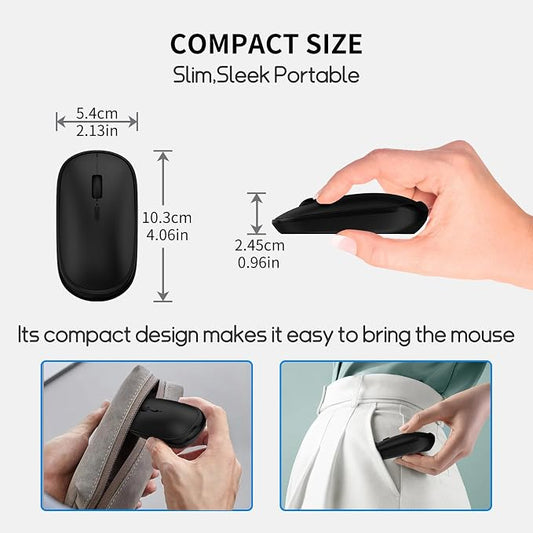 Small Wireless Mouse, Slim Mini Travel Mouse, Designed for Small Hands, Portable Computer mice with USB-A Receiver, Quiet Click, 2400 DPI, 2.4GHz Cordless Silent mice for Laptop, Chromebook, PC