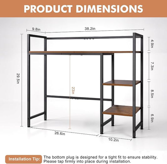 Desk Shelf, 21.46 Inch Wooden Desk Organizer with 3 Tiers, Rustic Monitor Stand & Storage Hutch for Home Office, Dorm, or Workspace