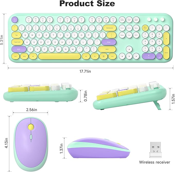 Dilter Wireless Keyboard and Mouse Combo, Typewriter Full Size Keyboard with Number Pad and 2 in 1 USB Connected Mouse Plug Play for Windows 7/8/10, Laptop, Desktop, PC, Computer