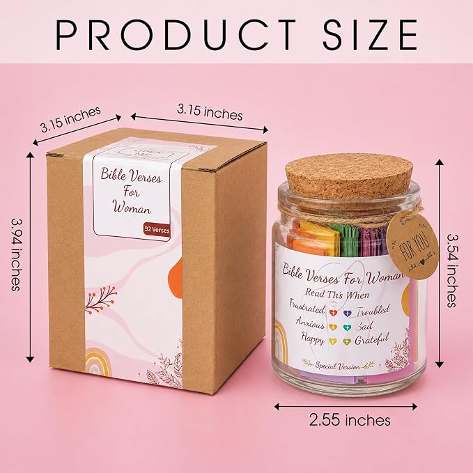 Bible Verses Jar for Women – Christian Gifts For Women, Color Coded Scripture Jar, Mothers Day Gifts For Mom