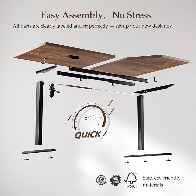 Klicelor L Shaped Standing Desk 55 x 31.5 Inch, Electric Height Adjustable Corner Desk for Home Office Workstation, Ergonomic Sit Stand Computer Table with Memory Controller, Rustic Brown